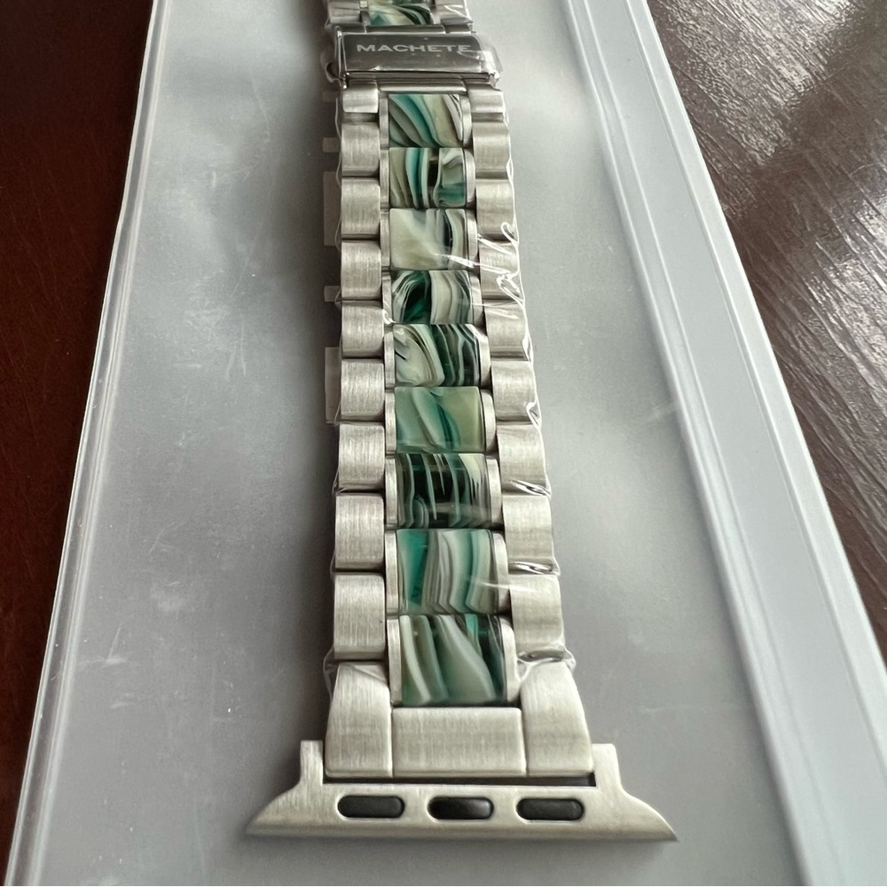 Machete Apple Watch Band In Stainless Steel & Stromanthe - NWT - 42mm/44mm/45mm - Picture 2 of 8